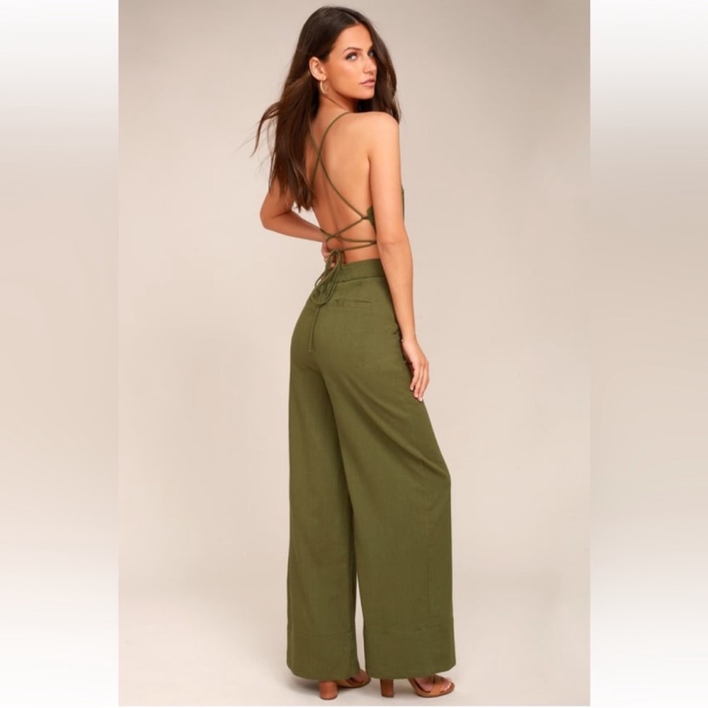 200 LULUS Beach Day Olive Green jumpsuit!